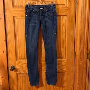 True Religion Stella Skinny Dark Blue Wash Jeans Sz 28 Like New